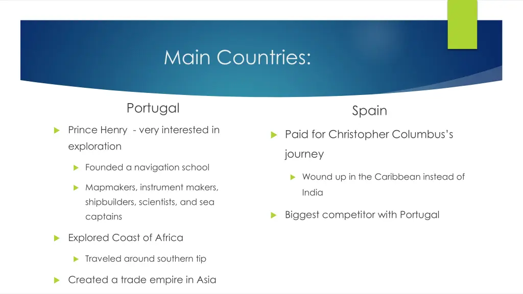main countries