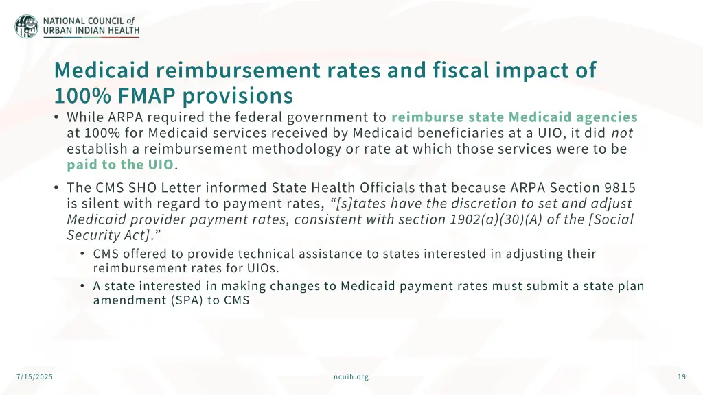 medicaid reimbursement rates and fiscal impact