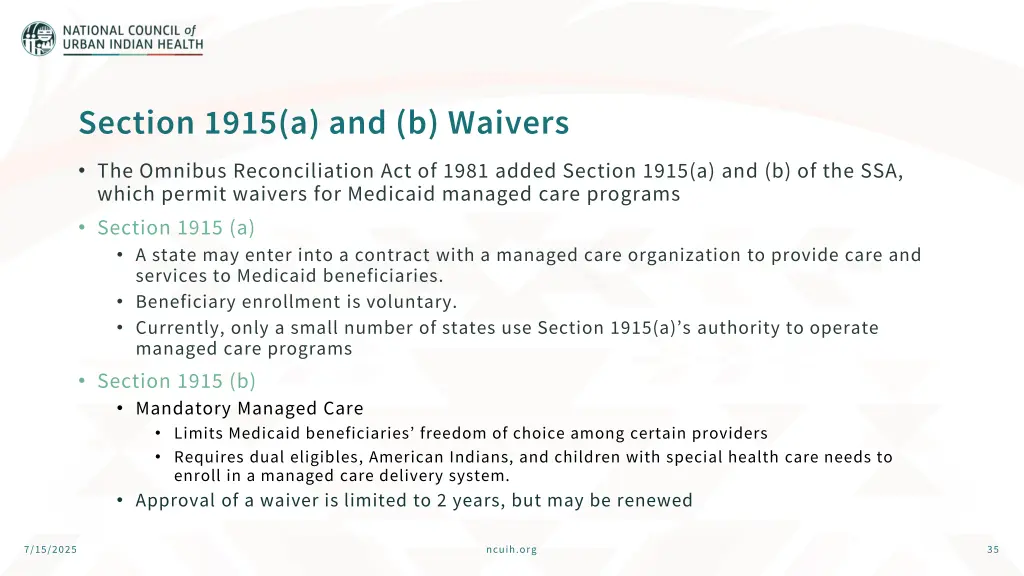 section 1915 a and b waivers