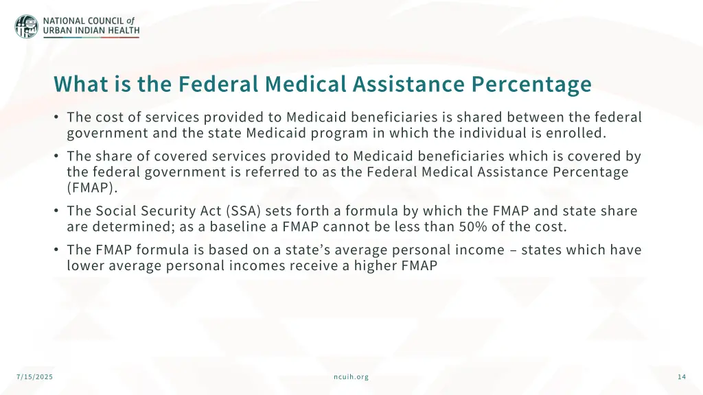 what is the federal medical assistance percentage