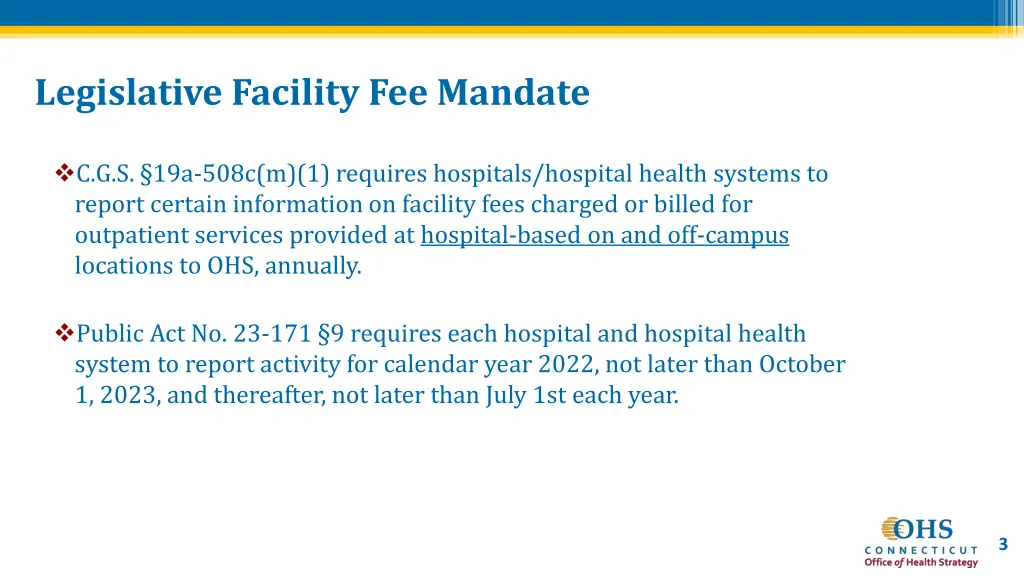 legislative facility fee mandate