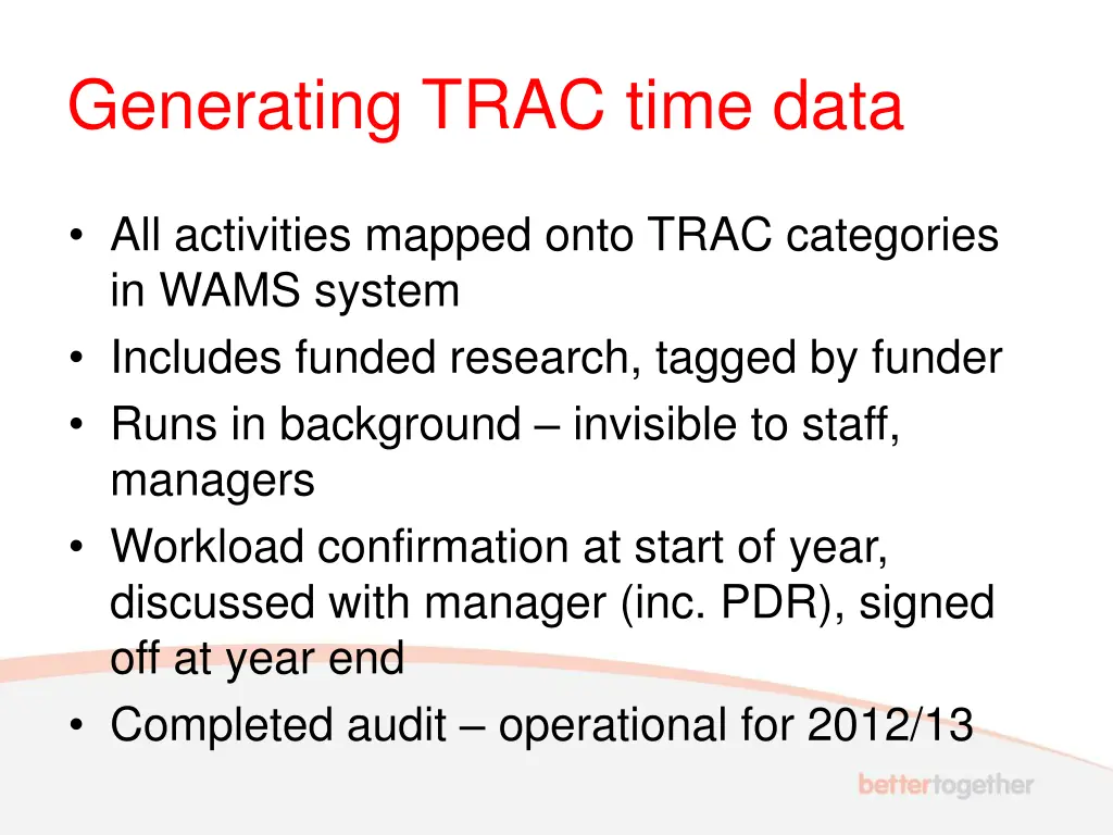 generating trac time data