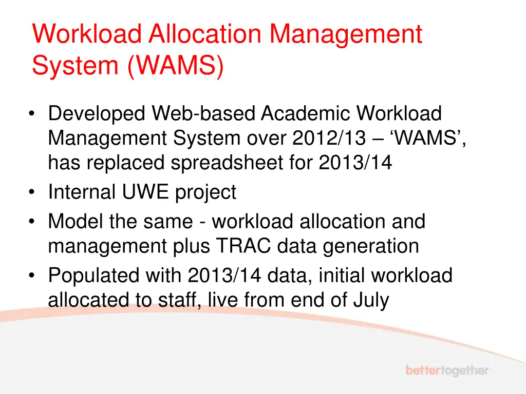 workload allocation management system wams