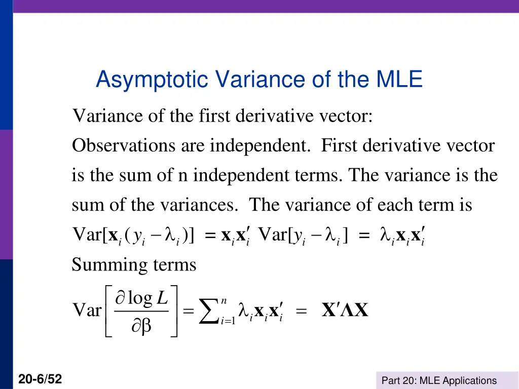 asymptotic variance of the mle