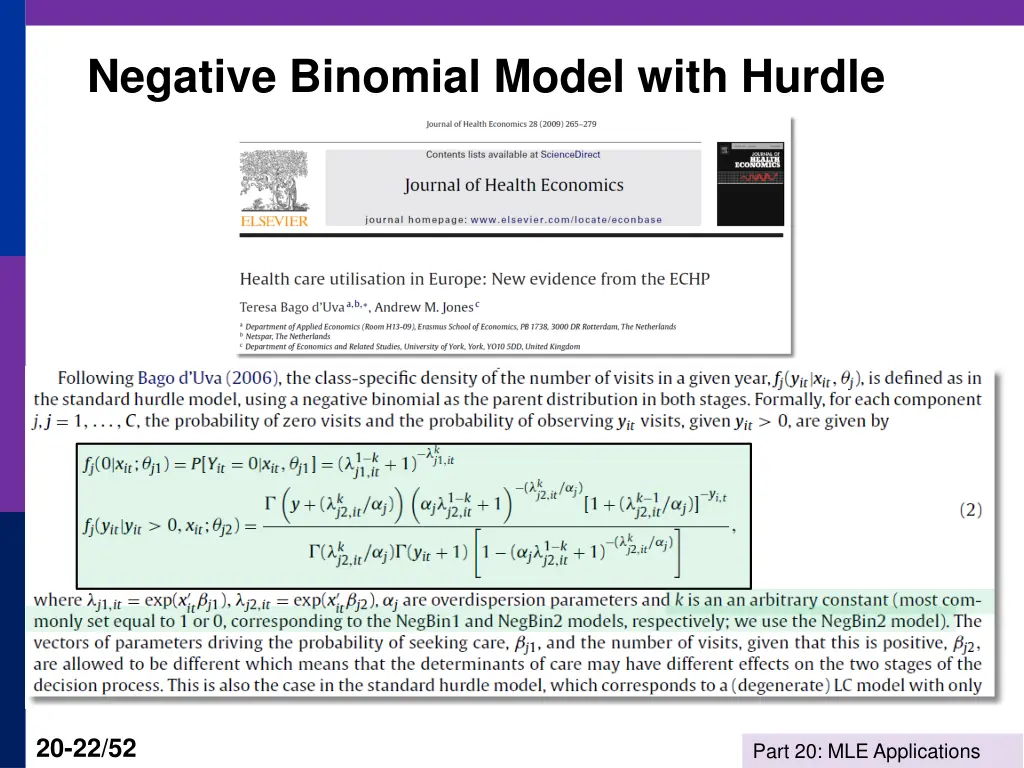 negative binomial model with hurdle