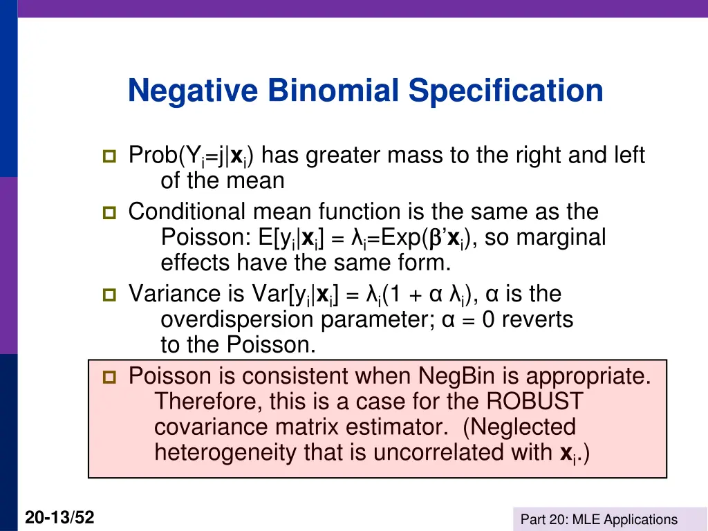 negative binomial specification