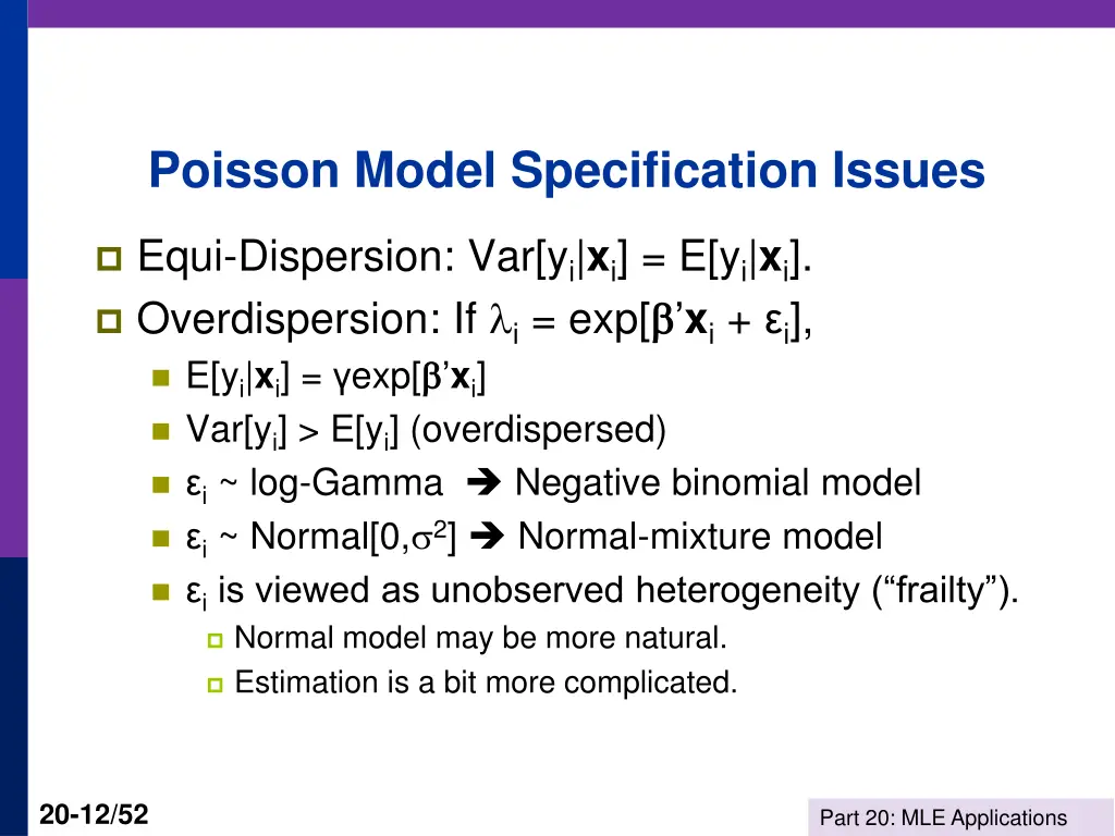 poisson model specification issues