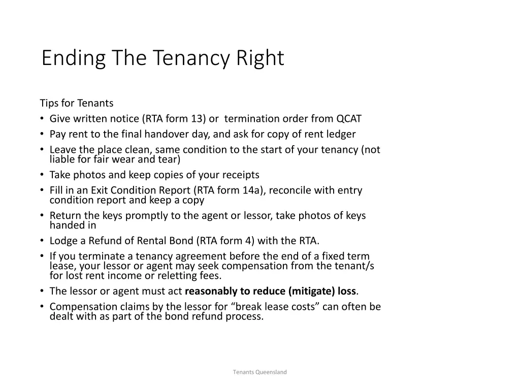 ending the tenancy right