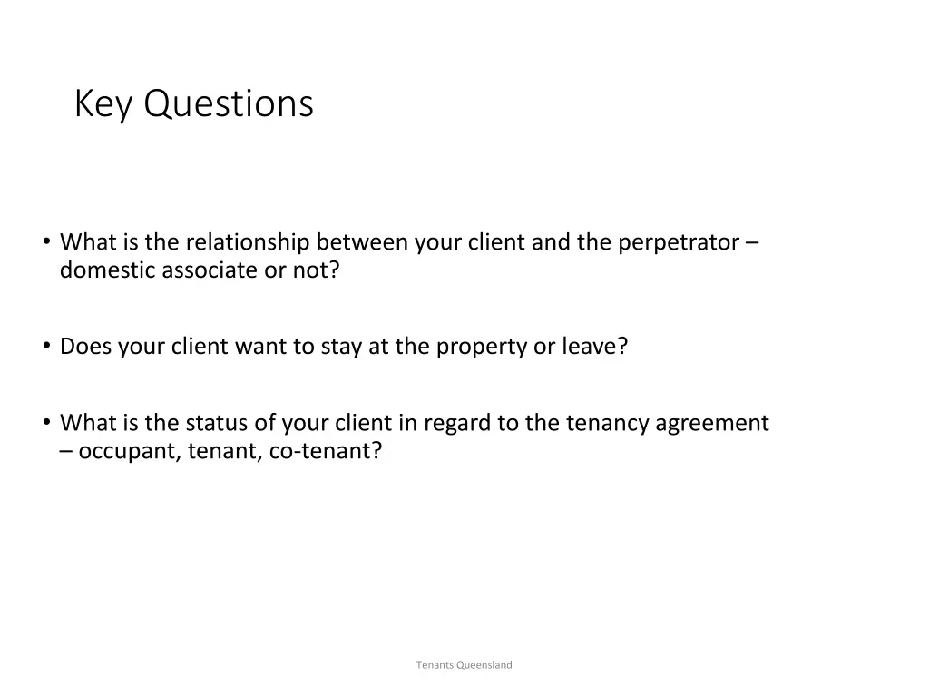 key questions