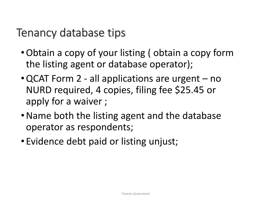 tenancy database tips