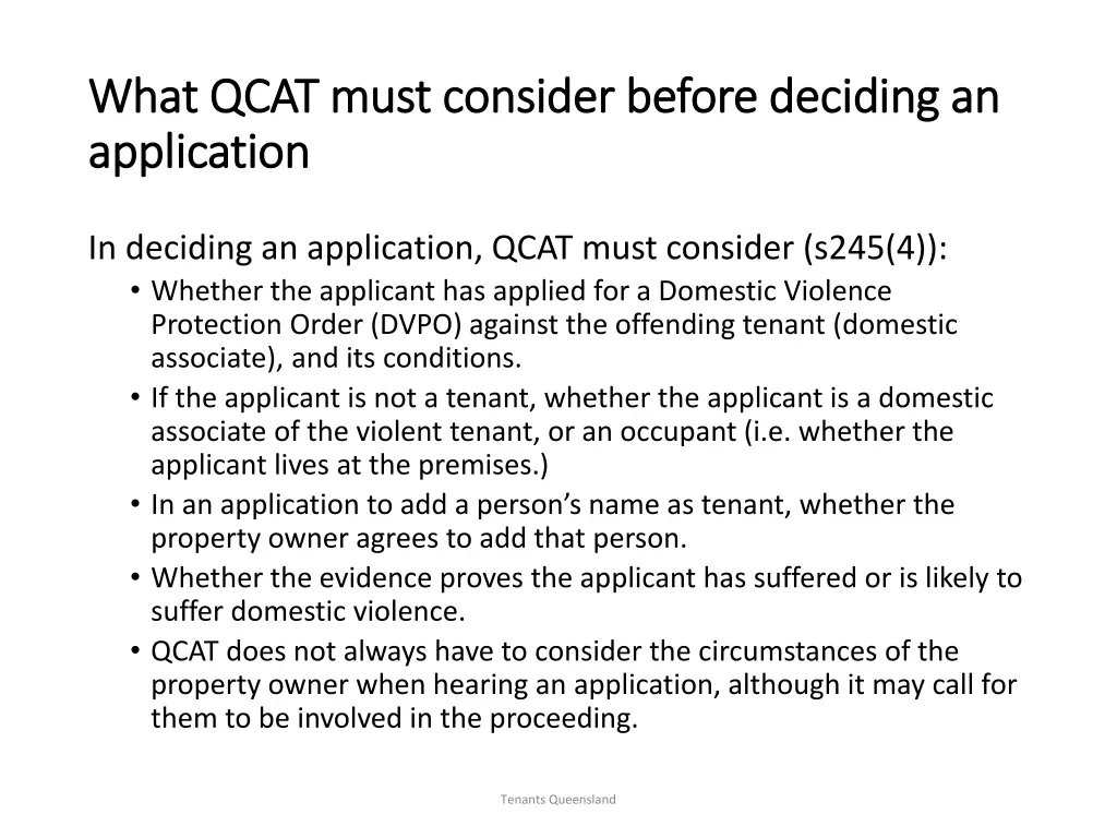 what qcat must consider what qcat must consider