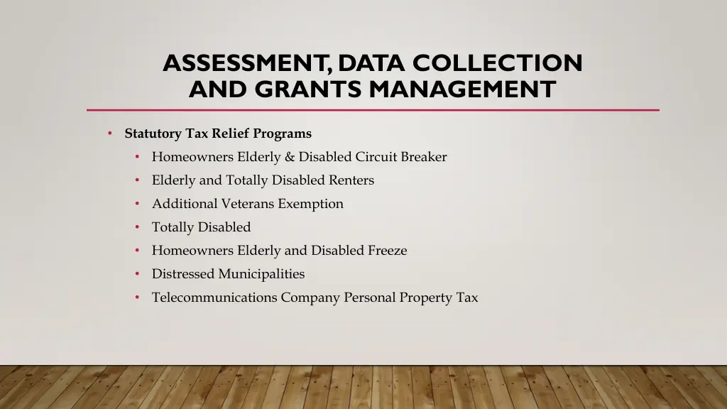 assessment data collection and grants management 1