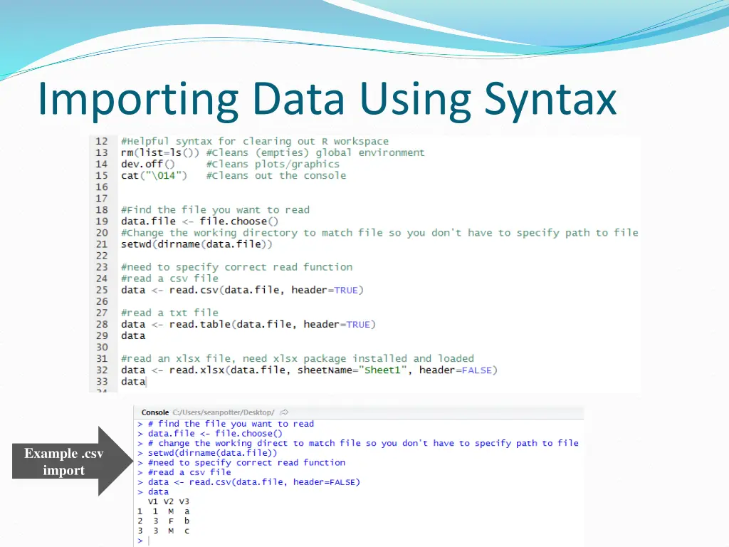importing data using syntax