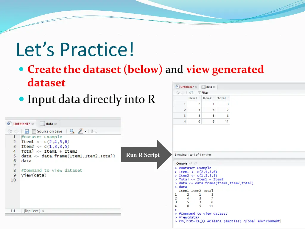 let s practice create the dataset below and view