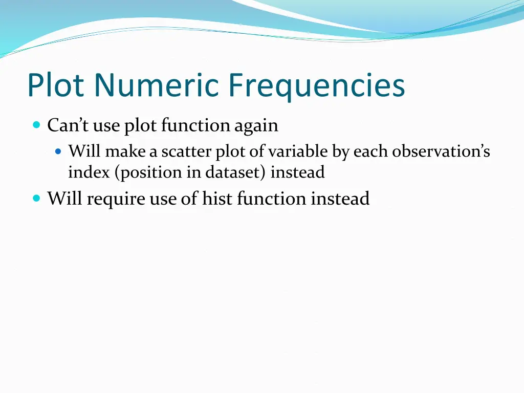 plot numeric frequencies