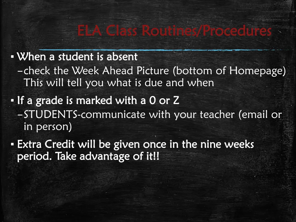 ela class routines procedures ela class routines