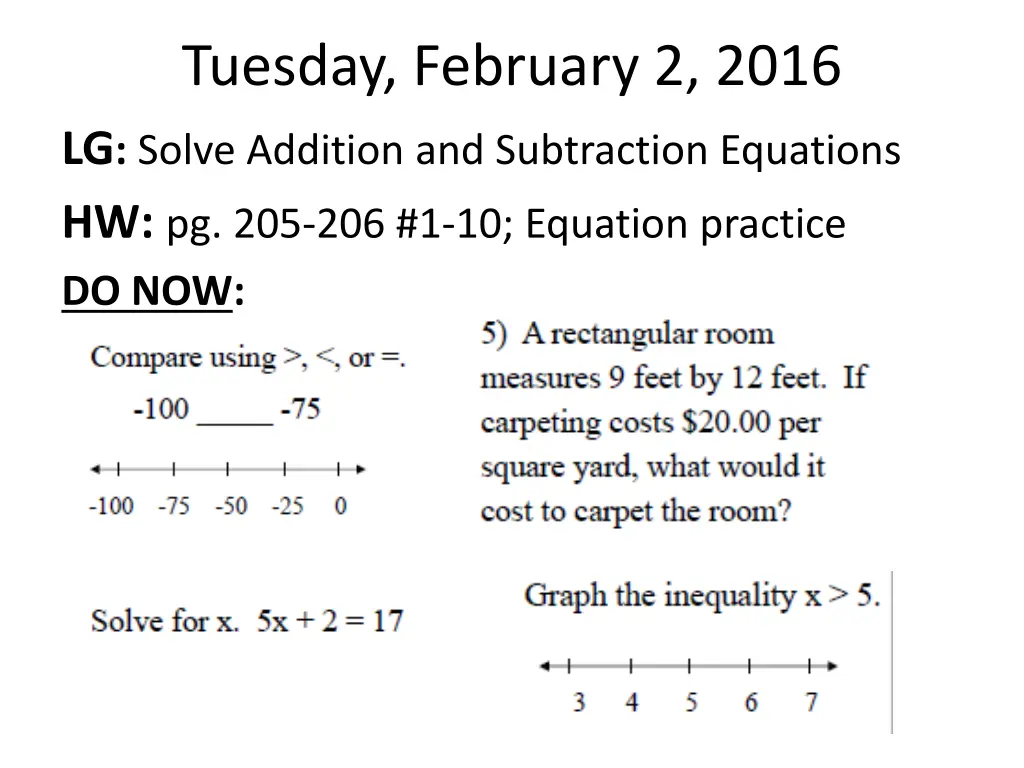 tuesday february 2 2016 lg solve addition