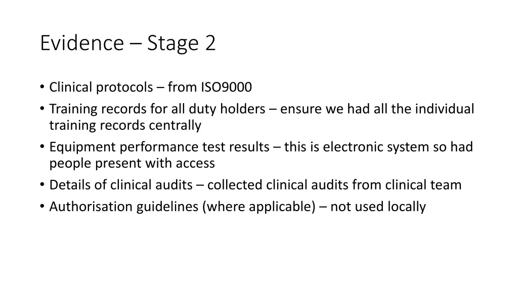 evidence stage 2
