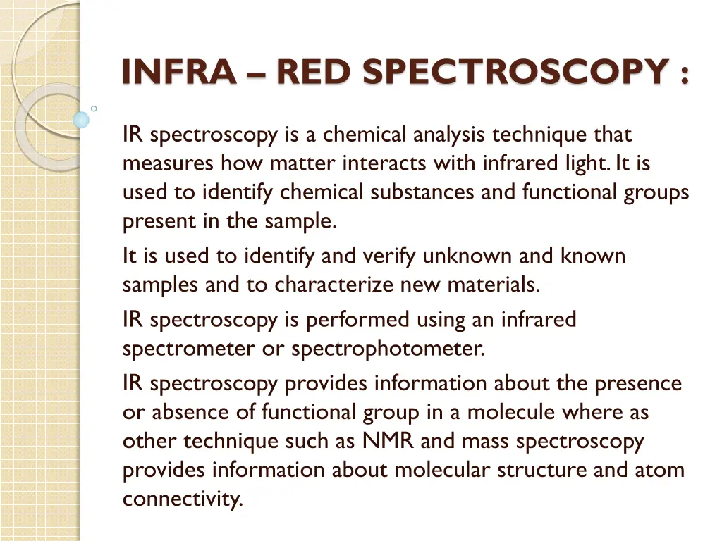 infra red spectroscopy