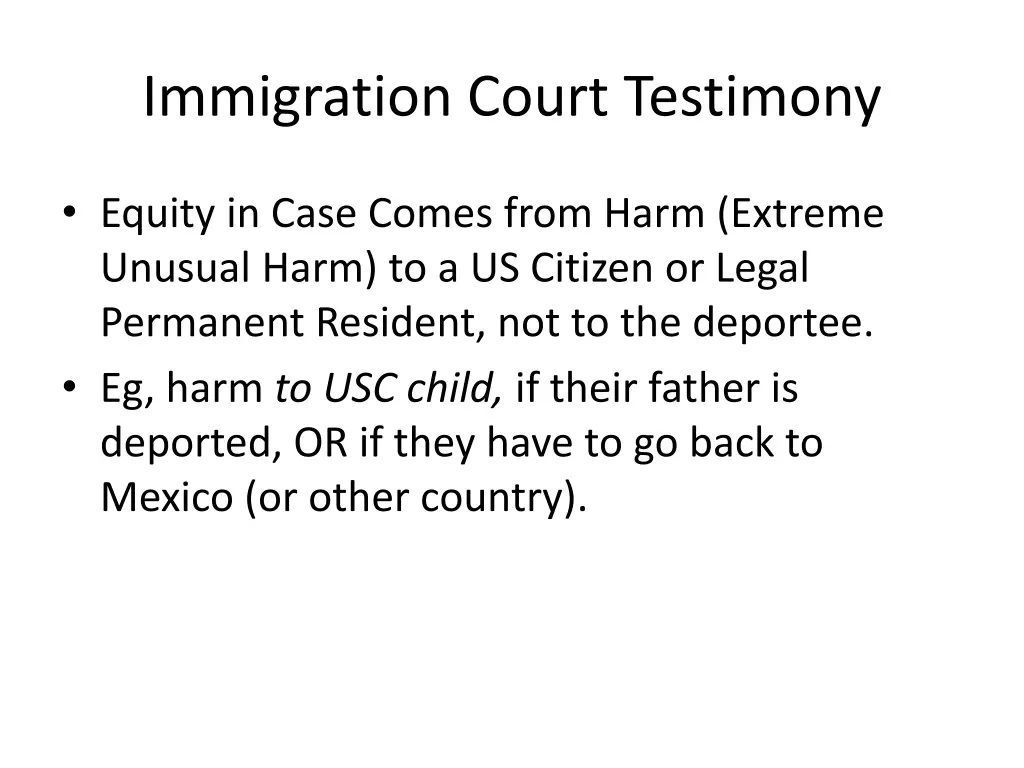 immigration court testimony