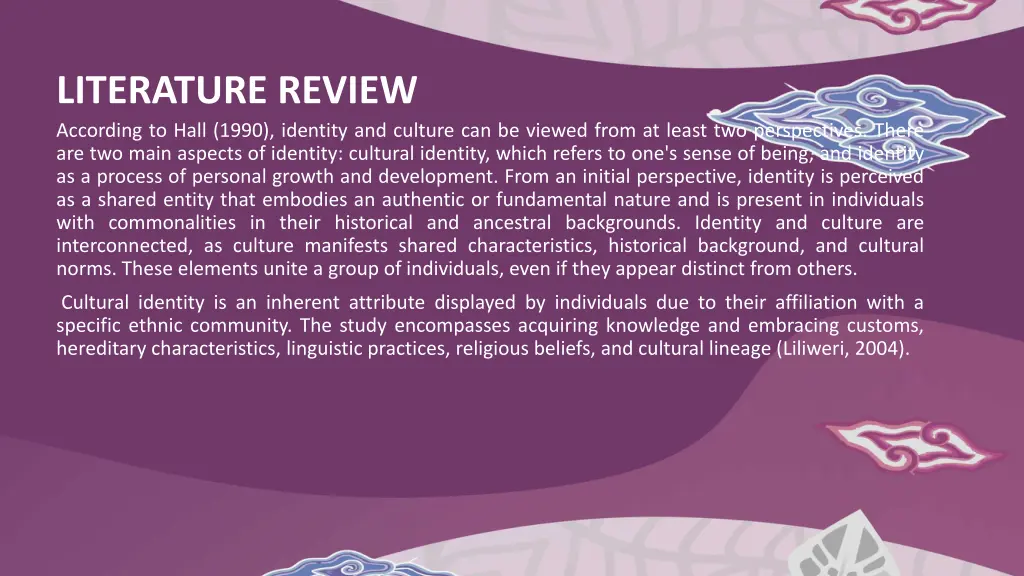 literature review according to hall 1990 identity