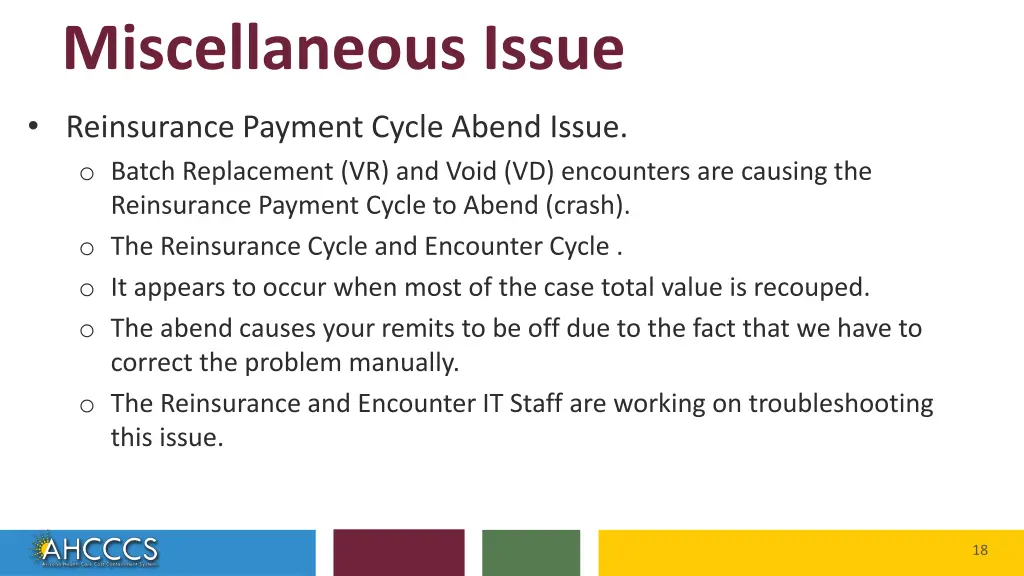 miscellaneous issue