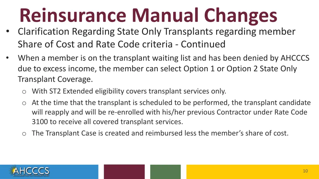 reinsurance manual changes clarification 3