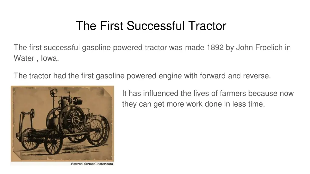 the first successful tractor
