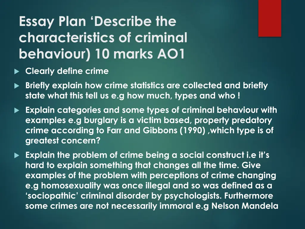 essay plan describe the characteristics