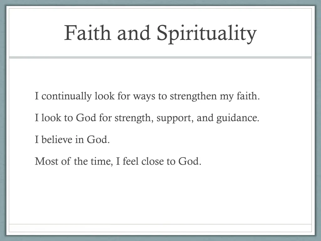 faith and spirituality
