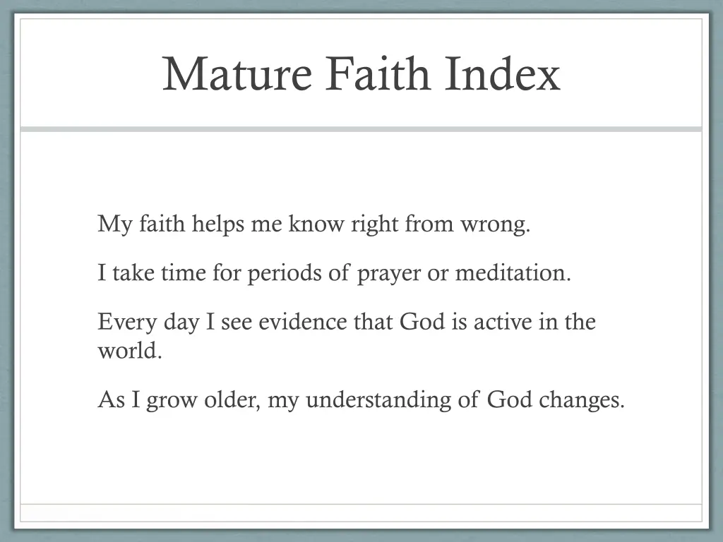 mature faith index