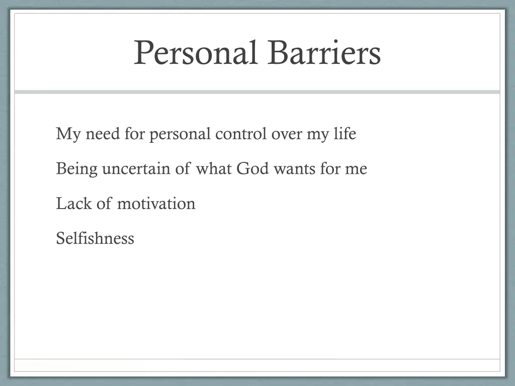 personal barriers