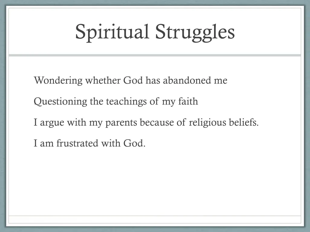 spiritual struggles