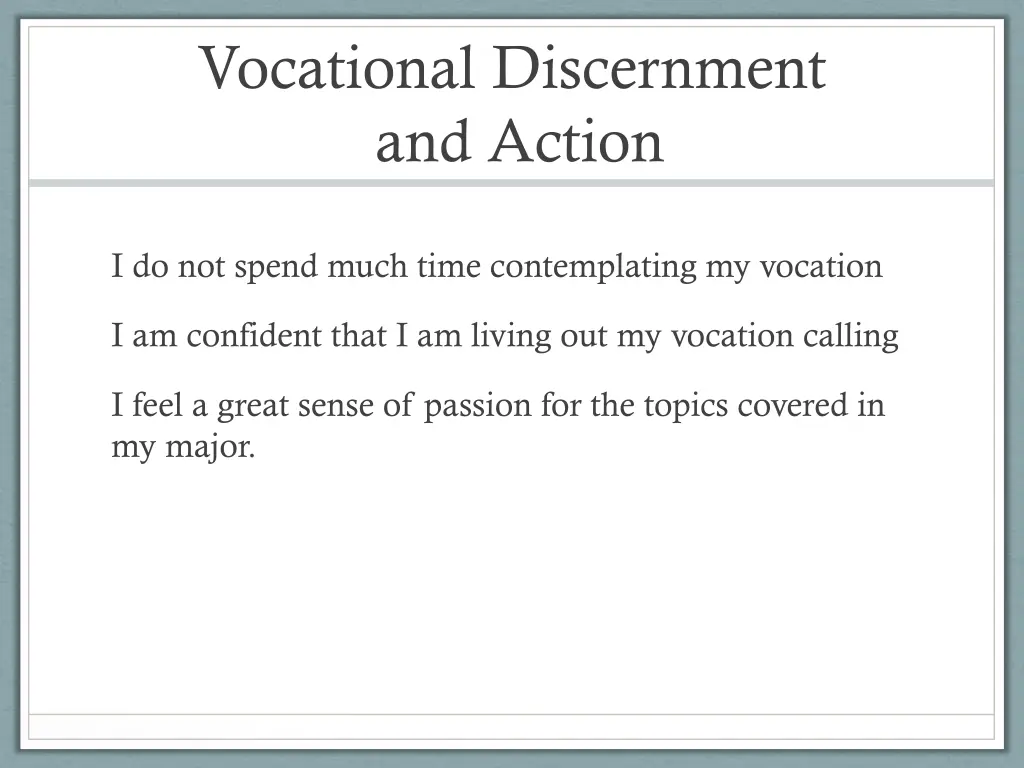 vocational discernment and action