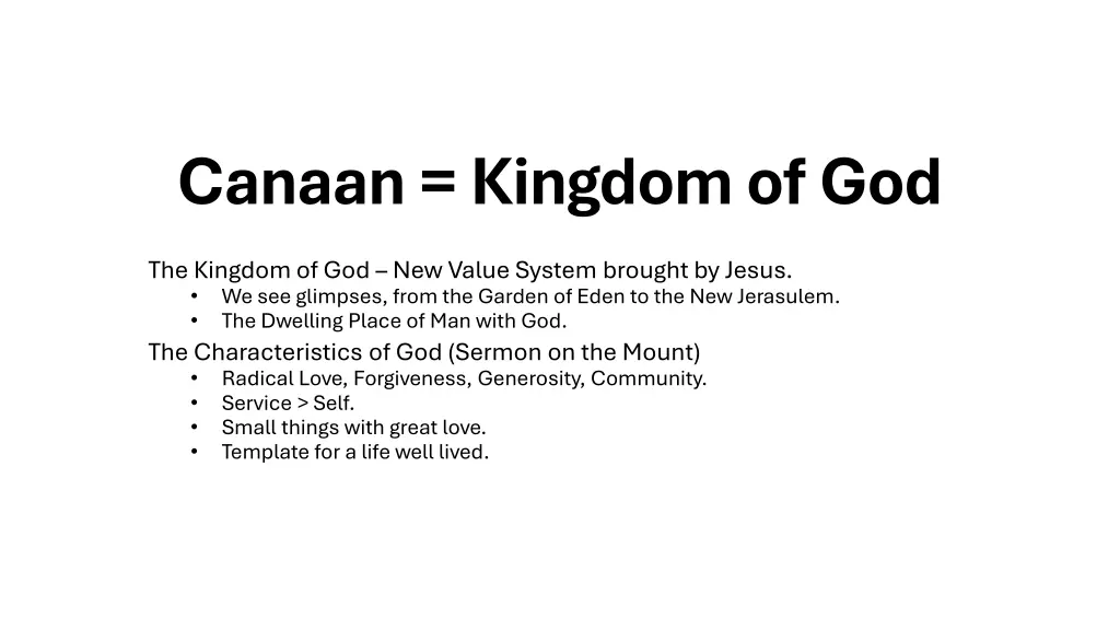 canaan kingdom of god