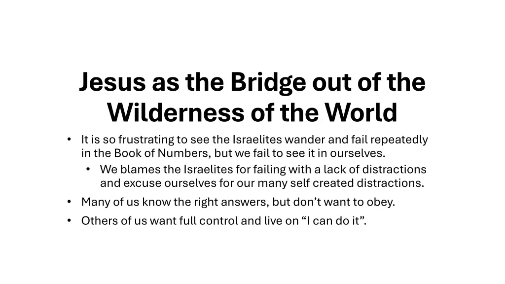 jesus as the bridge out of the wilderness