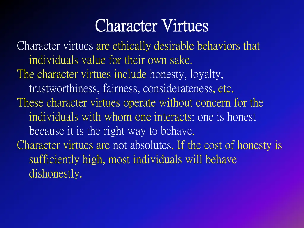 character character virtues