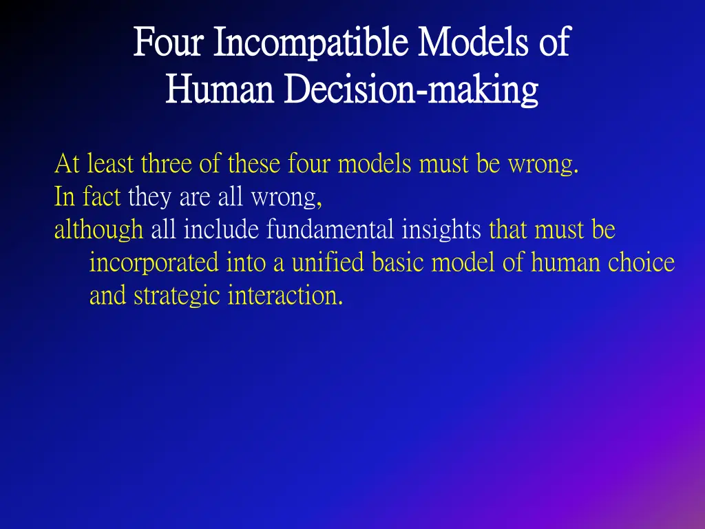 four incompatible models of four incompatible 1