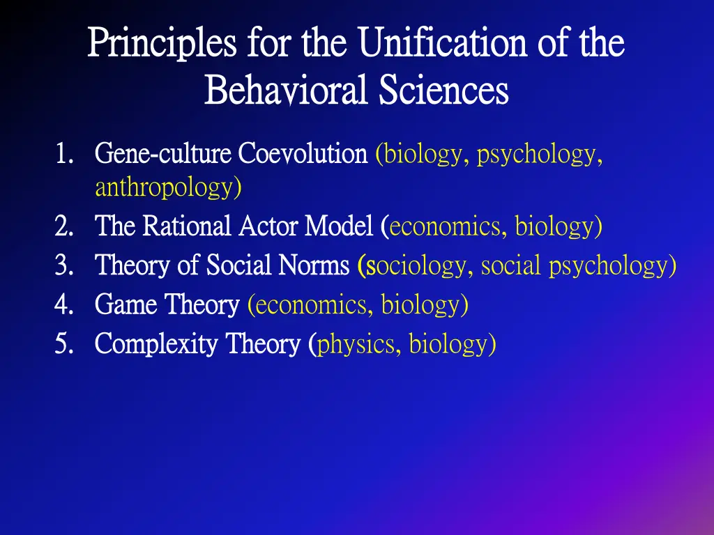 principles for the unification of the principles