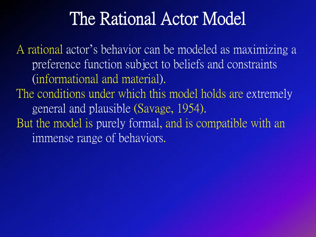 the rational actor model the rational actor model