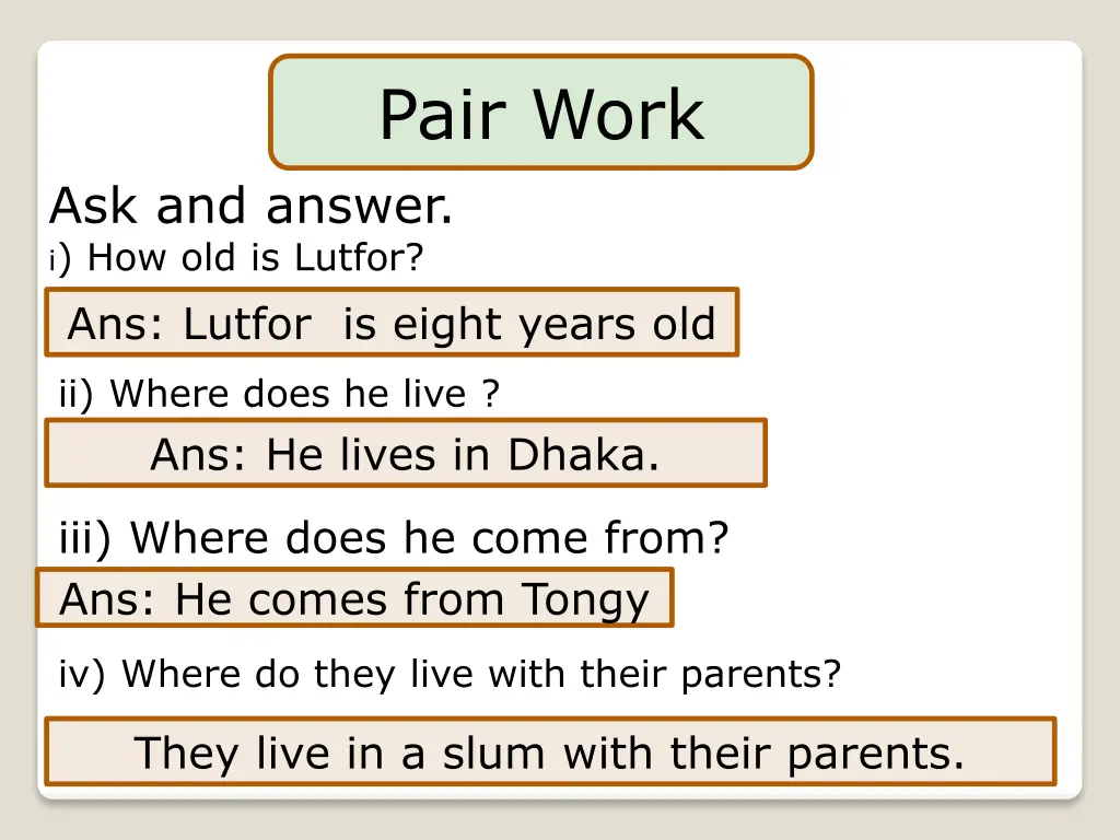 pair work