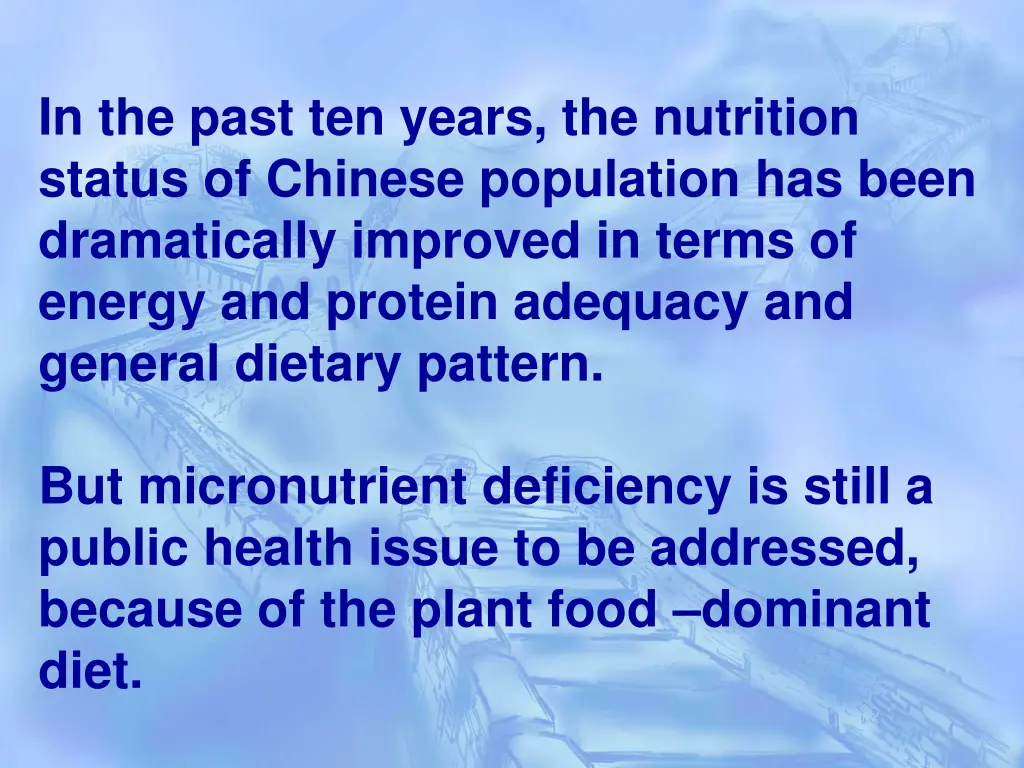 in the past ten years the nutrition status