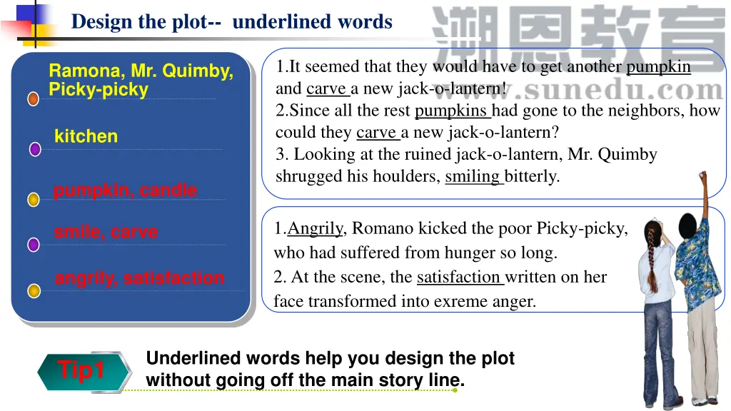 design the plot underlined words 1