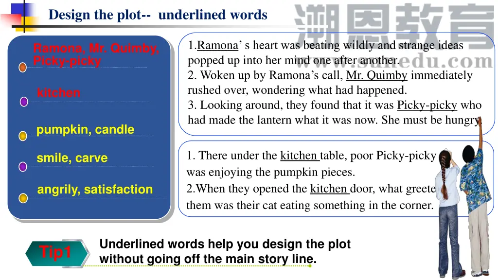 design the plot underlined words