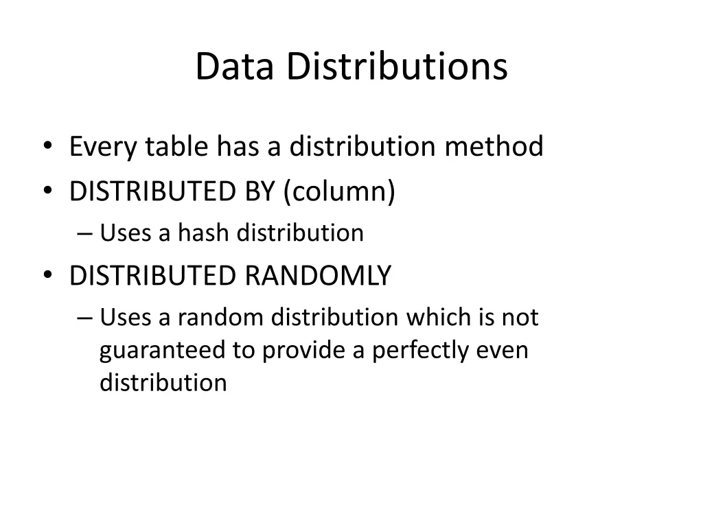 data distributions