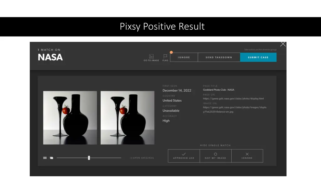 pixsy positive result