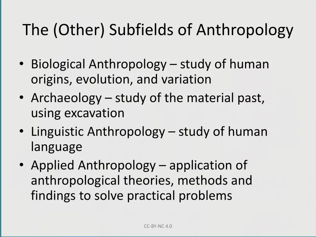 the other subfields of anthropology