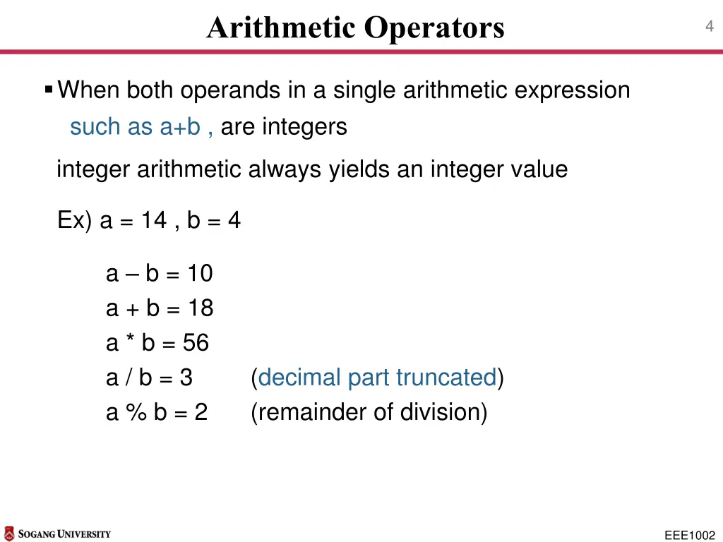 arithmetic operators 1