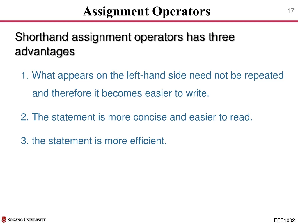 assignment operators 2