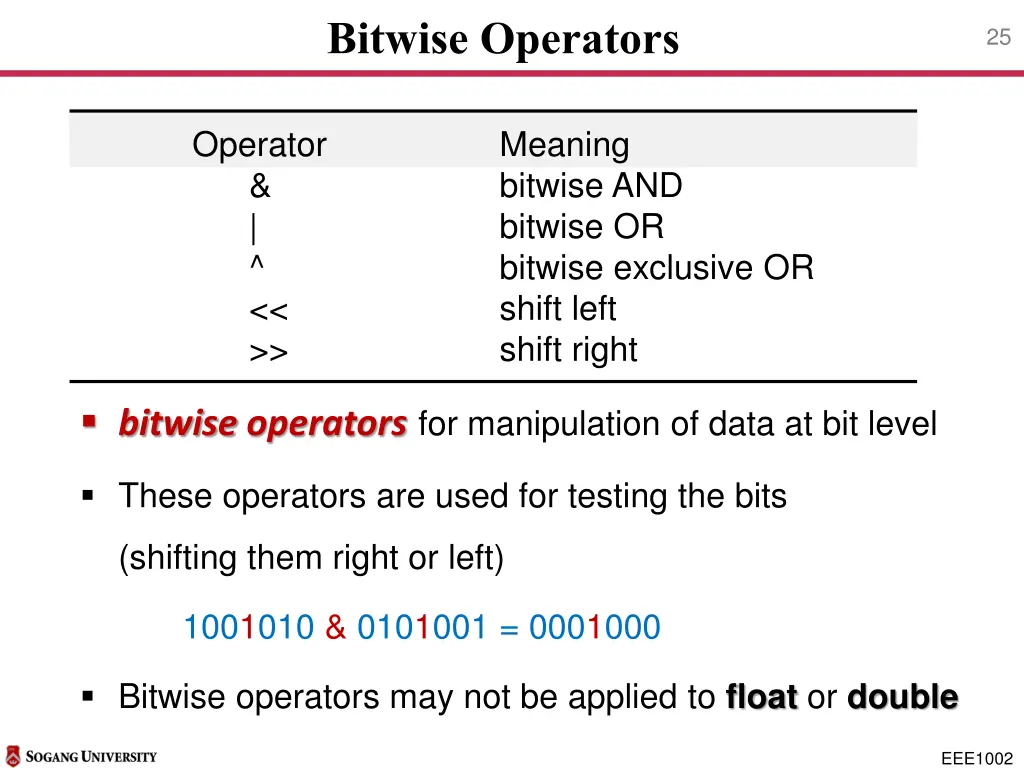 bitwise operators
